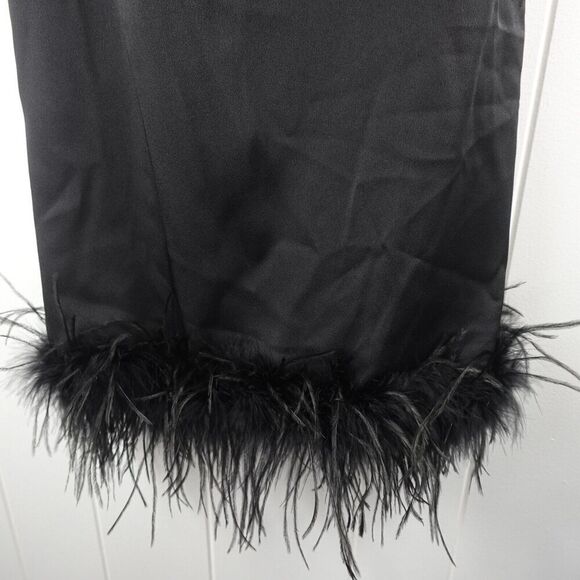 Lucy Paris Womens Mareena Feather Trim Black Dress Small - Picture 6 of 11